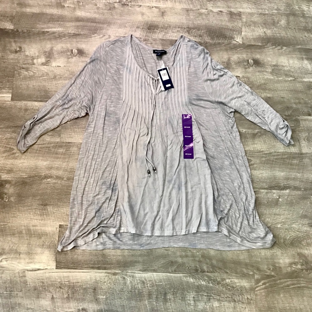 5/$25 NWT Bandolino Women’s Gray Peasant Blouse